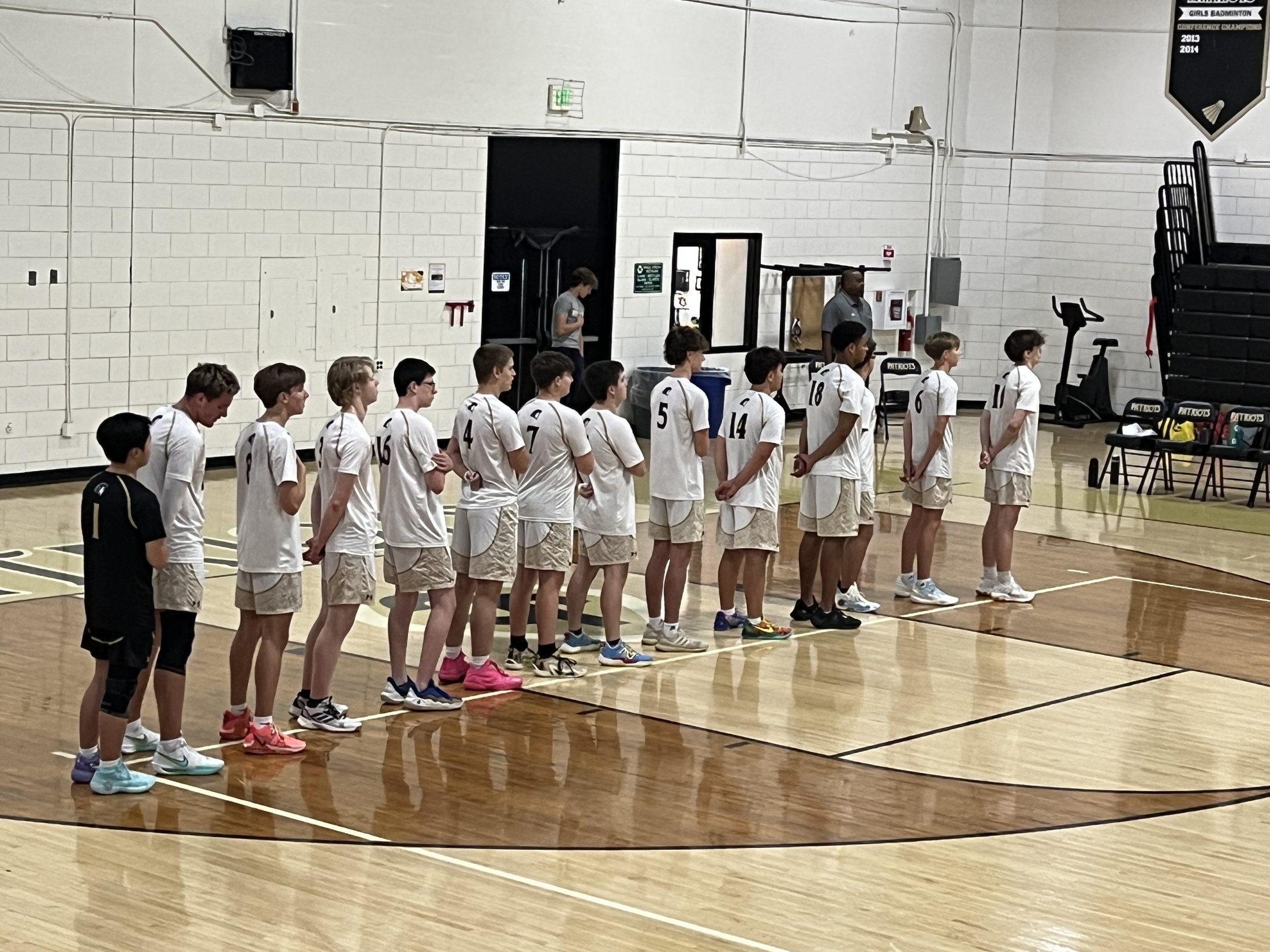 Patriots team lined up before a match